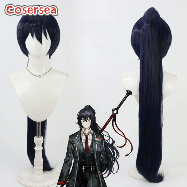 Cosersea Game Limbus Company Hong Lu 100cm Dark Blue Ponytail Cosplay Wigs