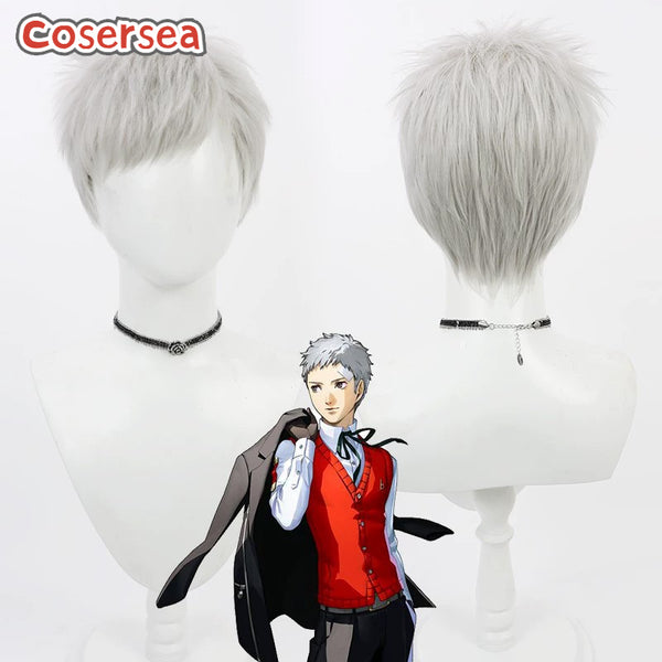 Cosersea Game Persona Akihiko Sanada 30cm Short Silver White Men Cosplay Wigs