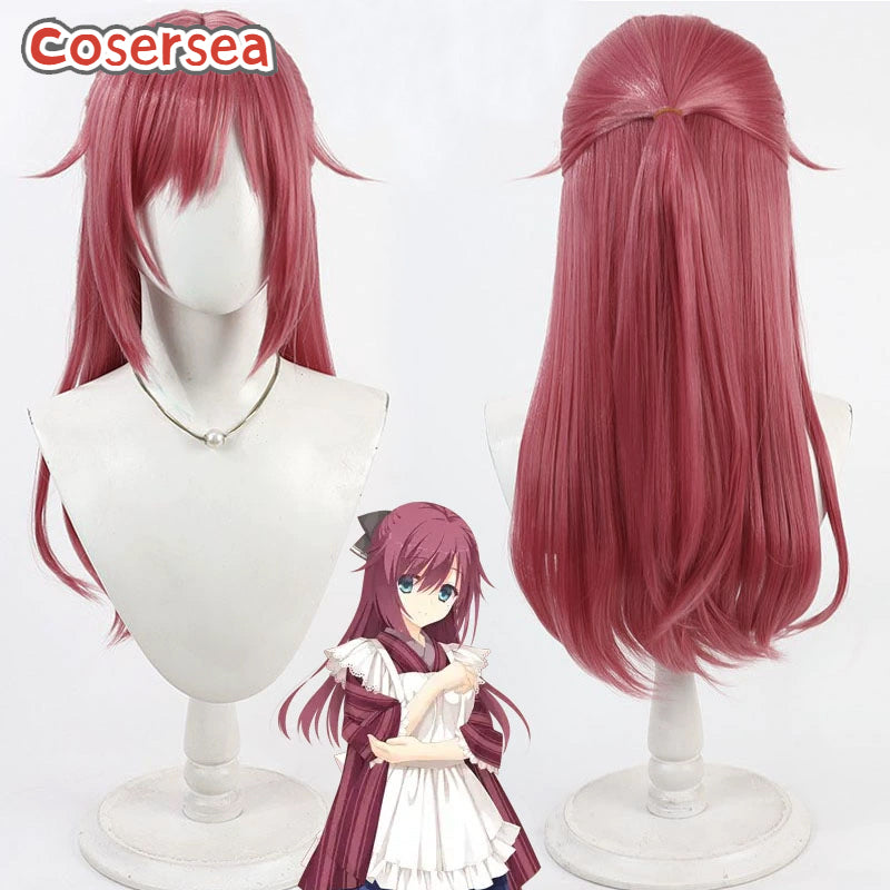 Cosersea Game Senren Banka Maniwa Roka 55cm Long Wine Red Cosplay Wigs ...