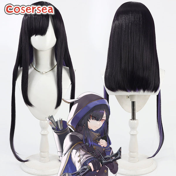 Cosersea Game Towa Tsugai Fukurou 80cm Mixed Dark Purple Cosplay Wigs