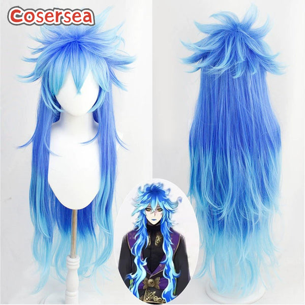 Cosersea Game Twisted Wonderland Idia Shroud 120cm Blue Mixed Cosplay Wigs