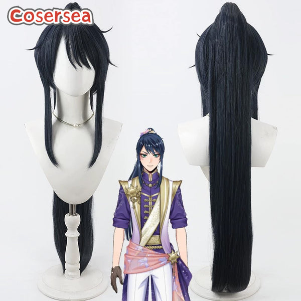 Cosersea Game Twisted Wonderland Night Sky's Chiffon Dark Blue Ponytail Cosplay Wigs