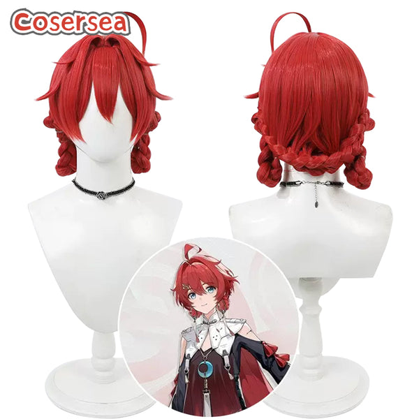 Game Wuthering Waves Danjin Red Braided Cosplay Wigs