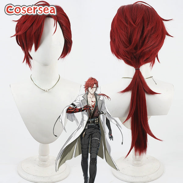 Cosersea Game Wuthering Waves Mortefi 60cm Long Red Men Cosplay Wigs
