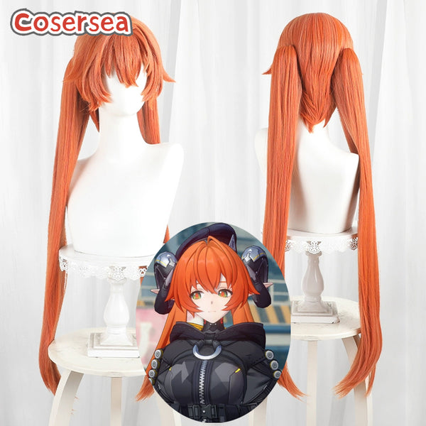 Cosersea Game Zenless Zone Zero Orpheus 80cm Orange Ponytail Cosplay Wigs