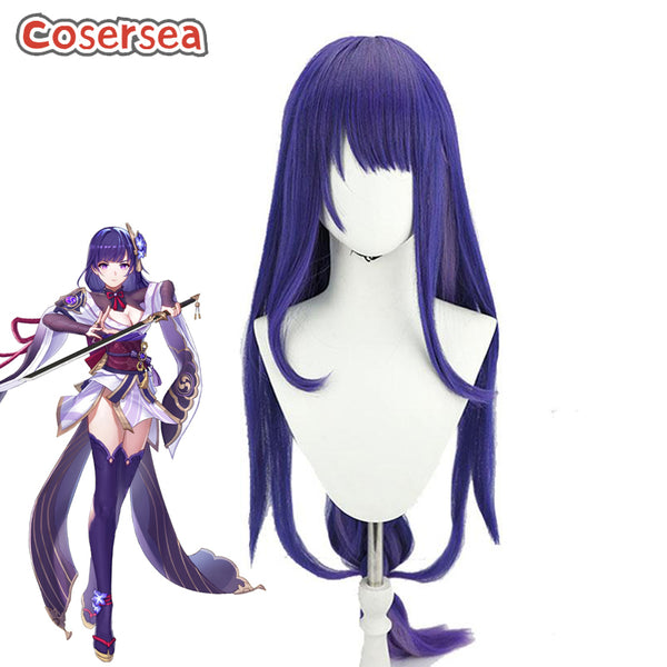 Genshin Impact Baal Magatsu Mitake Narukami no Mikoto Purple Long Cosplay Wigs