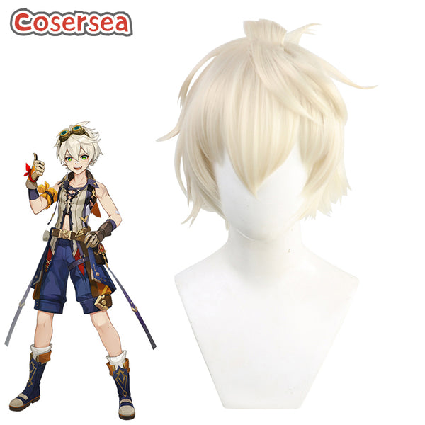 Genshin Impact Bennett 30cm Light Blonde Cosplay Wigs