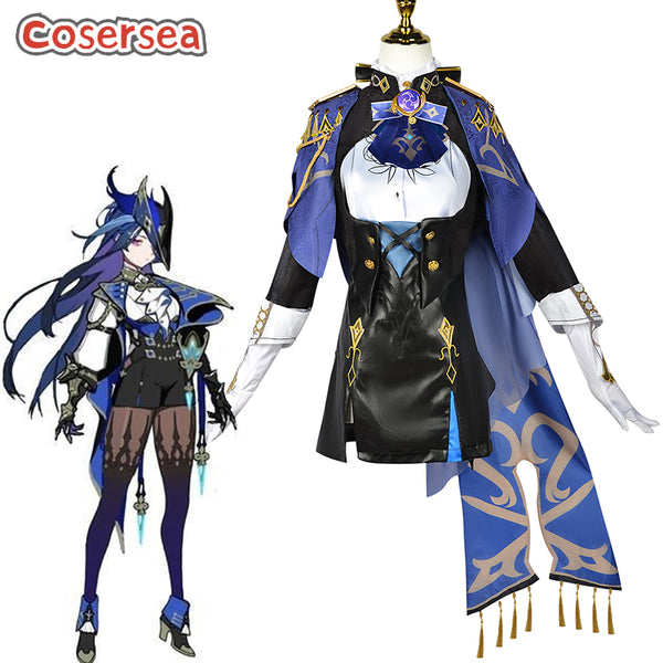 Cosersea Genshin Impact Clorinde Fontaine Halloween Women Dress Cosplay Costume