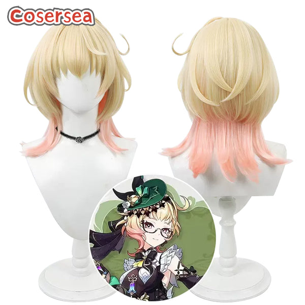 Genshin Impact Emilie 55cm Blonde Mixed Pink Cosplay Wigs