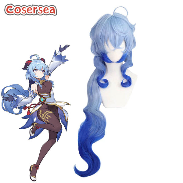 Genshin Impact Ganyu 90cm Mixed Blue Cosplay Wigs