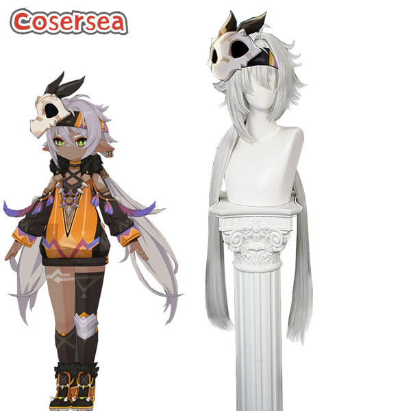 Genshin Impact Iansan Natlan 100cm Long Gray Cosplay Wigs