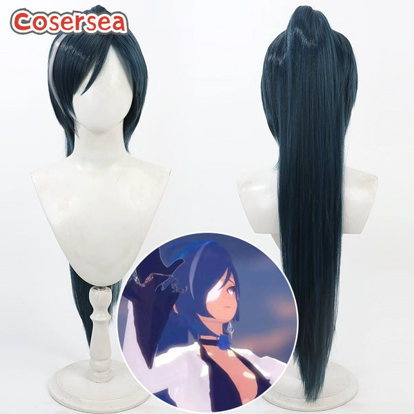 Genshin Impact Kaeya 90cm Mixed Blue Ponytail Cosplay Wigs