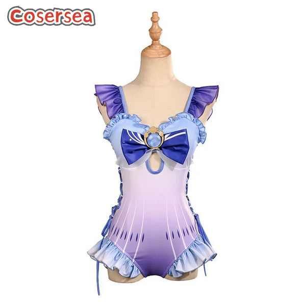 Cosersea Genshin Impact Kokomi School Swimsuit Cosplay Costume Bikini Swimwear Set