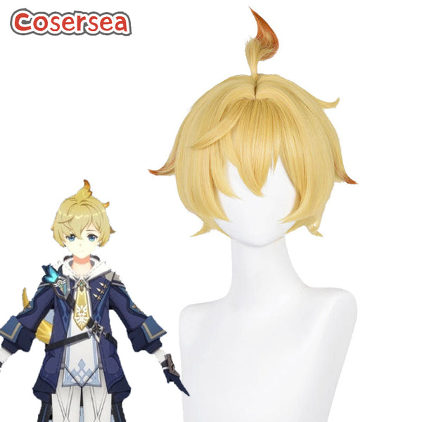Genshin Impact Mika 30cm Blonde Mixed Brown Cosplay Wigs