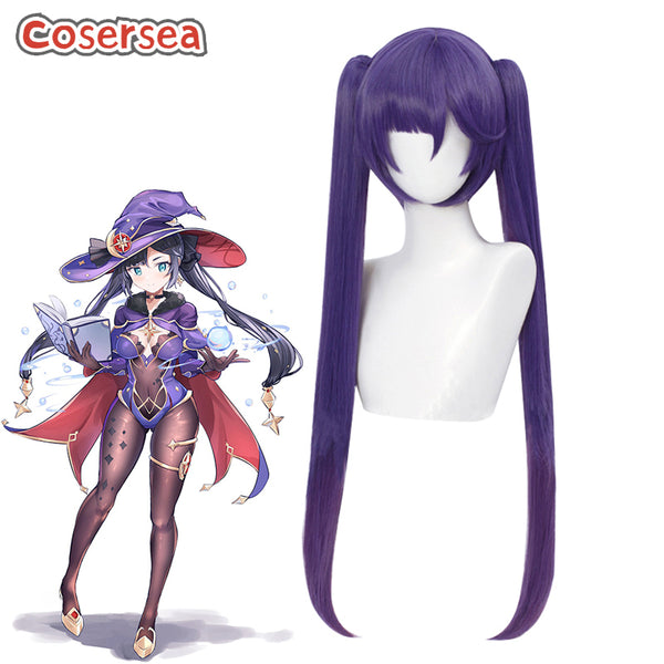 Genshin Impact Mona 80cm Purple Ponytail Cosplay Wigs