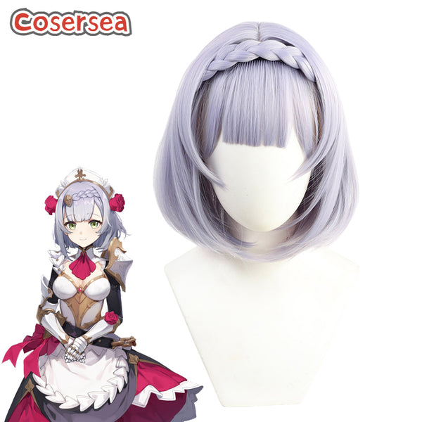 Genshin Impact Noelle 35cm Light Purple Bobo Cosplay Wigs