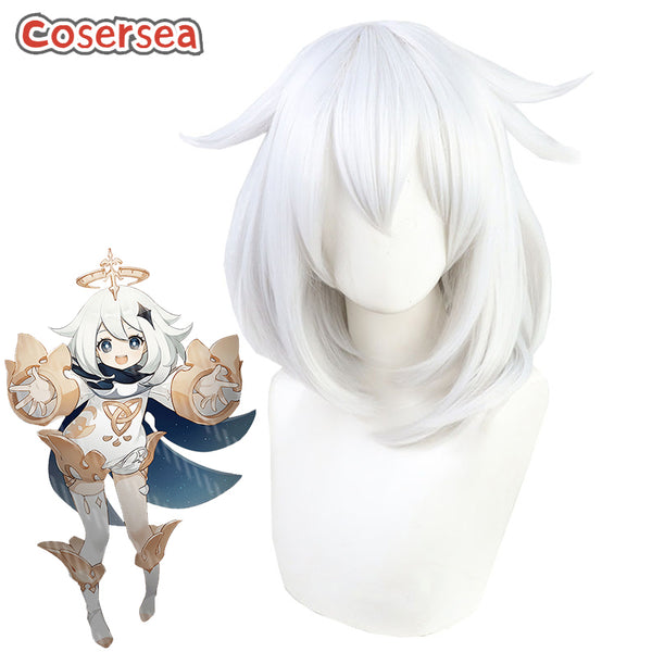 Genshin Impact Paimon Silver White Cosplay Wigs