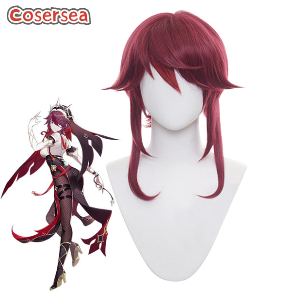 Genshin Impact Rosalia 40cm Wine Red Cosplay Wigs