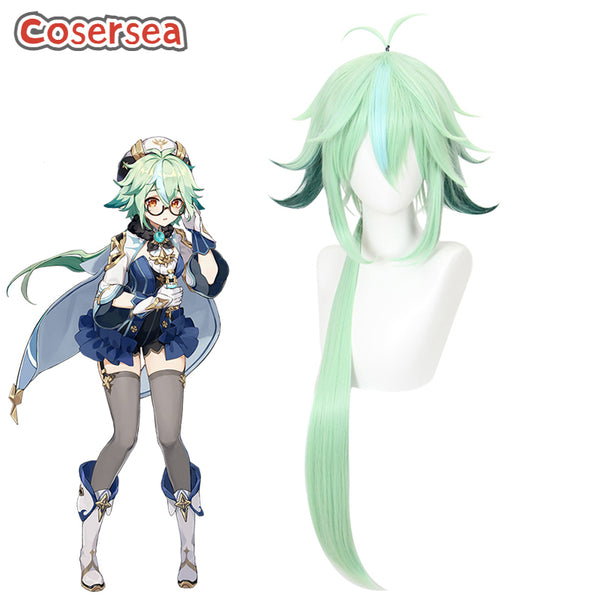 Genshin Impact Sucrose 85cm Mixed Green Cosplay Wigs