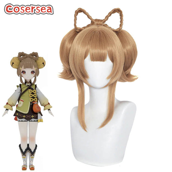 Genshin Impact Yaoyao 40cm Brown Ponytail Cosplay Wigs