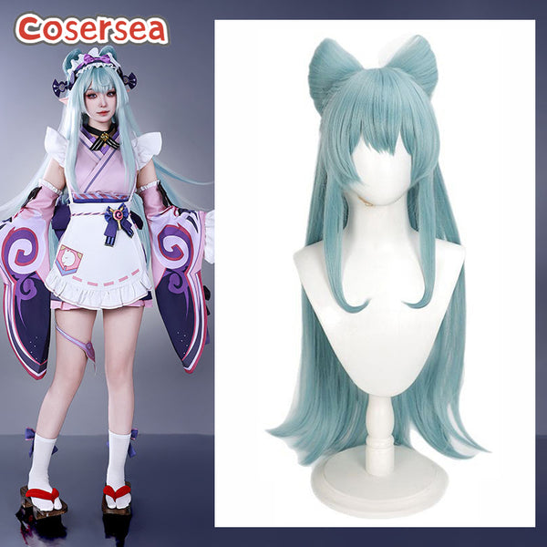 Genshin Impact Yumemizuki Mizuki 80cm Light Blue Cosplay Wigs