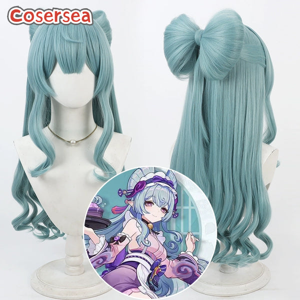 Genshin Impact Yumemizuki Mizuki Cosplay Wigs With Bows
