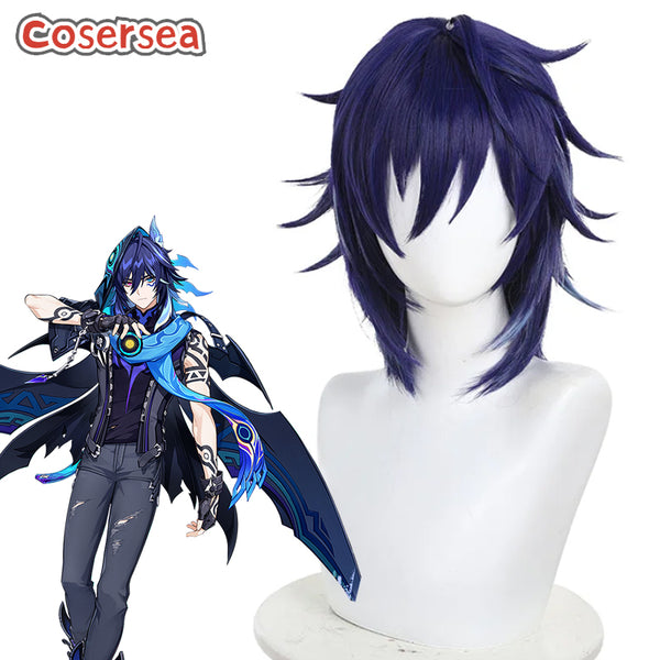 Genshin Impact Ororon Natlan 40cm Mixed Blue Cosplay Wigs