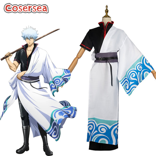 Gintama Gintoki Sakata Halloween Men Kimono Cosplay Costume