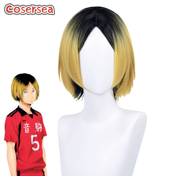 Haikyū!! Kenma Kozume 30cm Black Gradient Blonde Cosplay Wigs