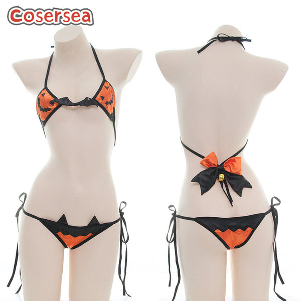 Halloween Bikini Set Sexy Bell Pumpkin Demon Lace-up Underwear Pajamas