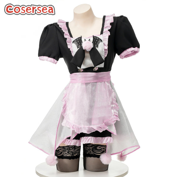 Halloween Maid Costume Sexy Little Bat Black Dress Homewear Pajamas