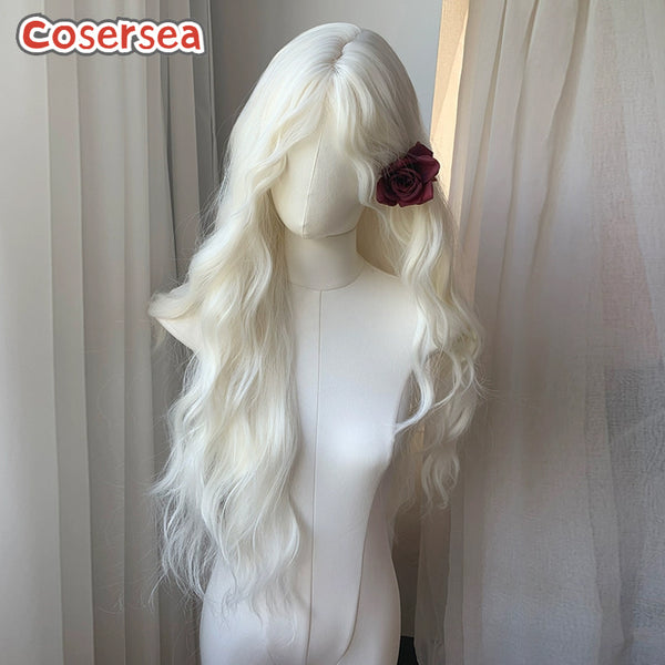 Cosersea Halloween 65cm Fashion Long Wavy Ivory Lolita Wigs