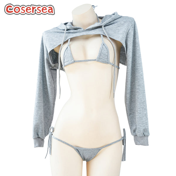 Halter Hooded Long-sleeved Hoodie Sexy Strap Bikini Modal Pajamas