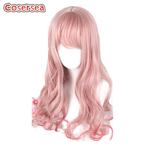Harajuku 60cm Long Wave Cosplay Wig Pink Mixed Red Lolita Wigs