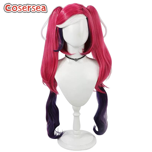 Hazbin Hotel Velvet 80cm Hot Pink Mixed Purple Cosplay Wigs