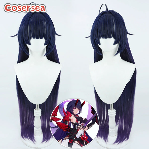 Honkai Impact 3rd Raiden Mei 80cm Blue Mixed Purple Cosplay Wigs