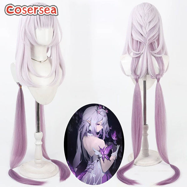 Honkai: Star Rail Castorice 110cm White Gradient Purple Cosplay Wigs