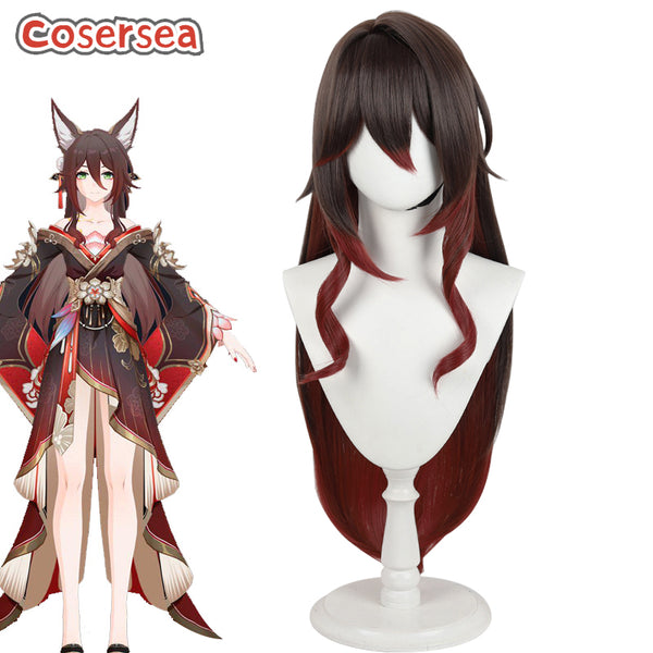Honkai: Star Rail Tingyun Fugue 80cm Brown Mixed Red Cosplay Wigs