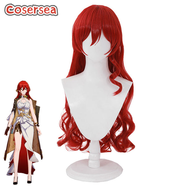 Honkai: Star Rail Himeko 88cm Long Curly Red Cosplay Wigs