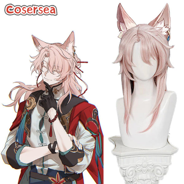 Game Honkai: Star Rail Jiaoqiu 48cm Mixed Pink Cosplay Wigs