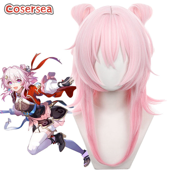 Game Honkai: Star Rail March 7th Cosplay Wigs With Bow
