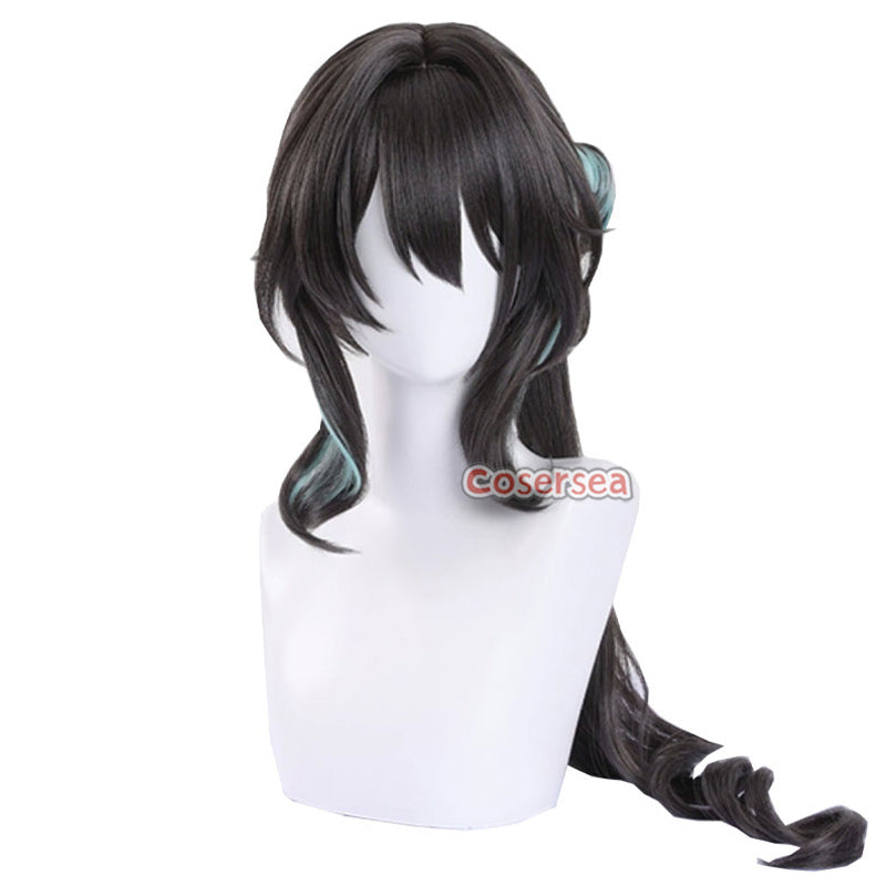 Honkai: Star Rail Ruan Mei 75cm Black Mixed Light Green Cosplay Wigs ...