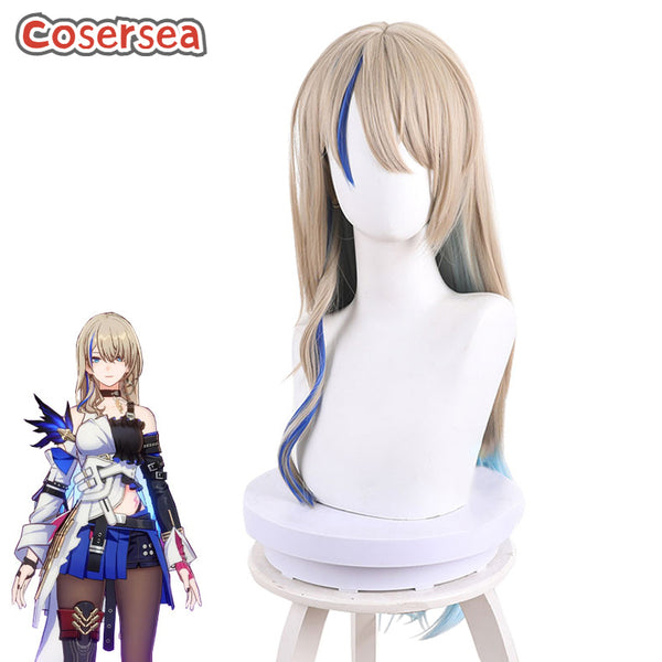 Honkai: Star Rail Serval Light Brown Mixed Blue Cosplay Wigs