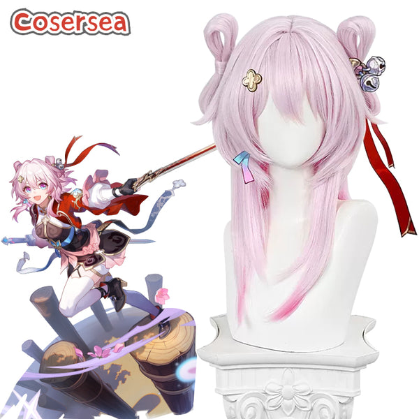 Honkai: Star Rail The Hunt March 7th 40cm Pink Gradient Cosplay Wigs
