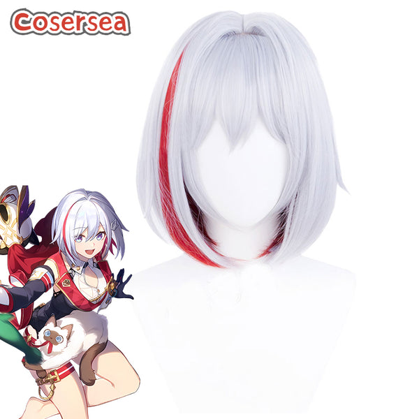 Honkai: Star Rail Topaz 35cm Grey Mixed Red Cosplay Wigs