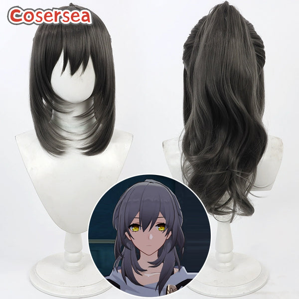 Honkai Star Rail Trailblazer 60cm Dark Gray Ponytail Cosplay Wigs