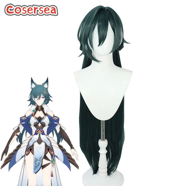 Honkai: Star Rail Yukong 98cm Dark Green Mixed White Cosplay Wigs