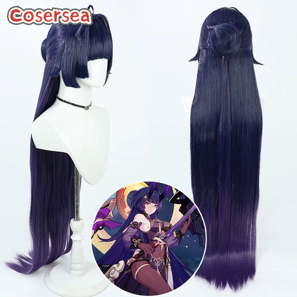 Honkai Impact 3rd Raiden Mei 80cm Dark Purple Gradient Cosplay Wigs
