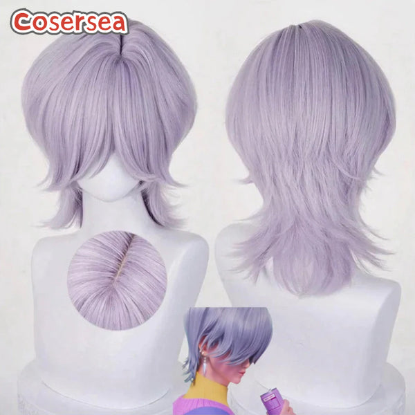 Cosersea Huntr/x Kpop Demon Hunter Saja Boys Mystery 38cm Light Purple Cosplay Wigs