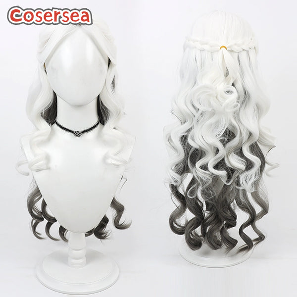 Identity V Ada Mesmer 85cm Wavy White Mixed Black Cosplay Wigs